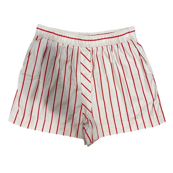Reformation Pants - Reformation Red Stripe Boxer Shorts Women's Size Medium Elastic Waist Button Fly